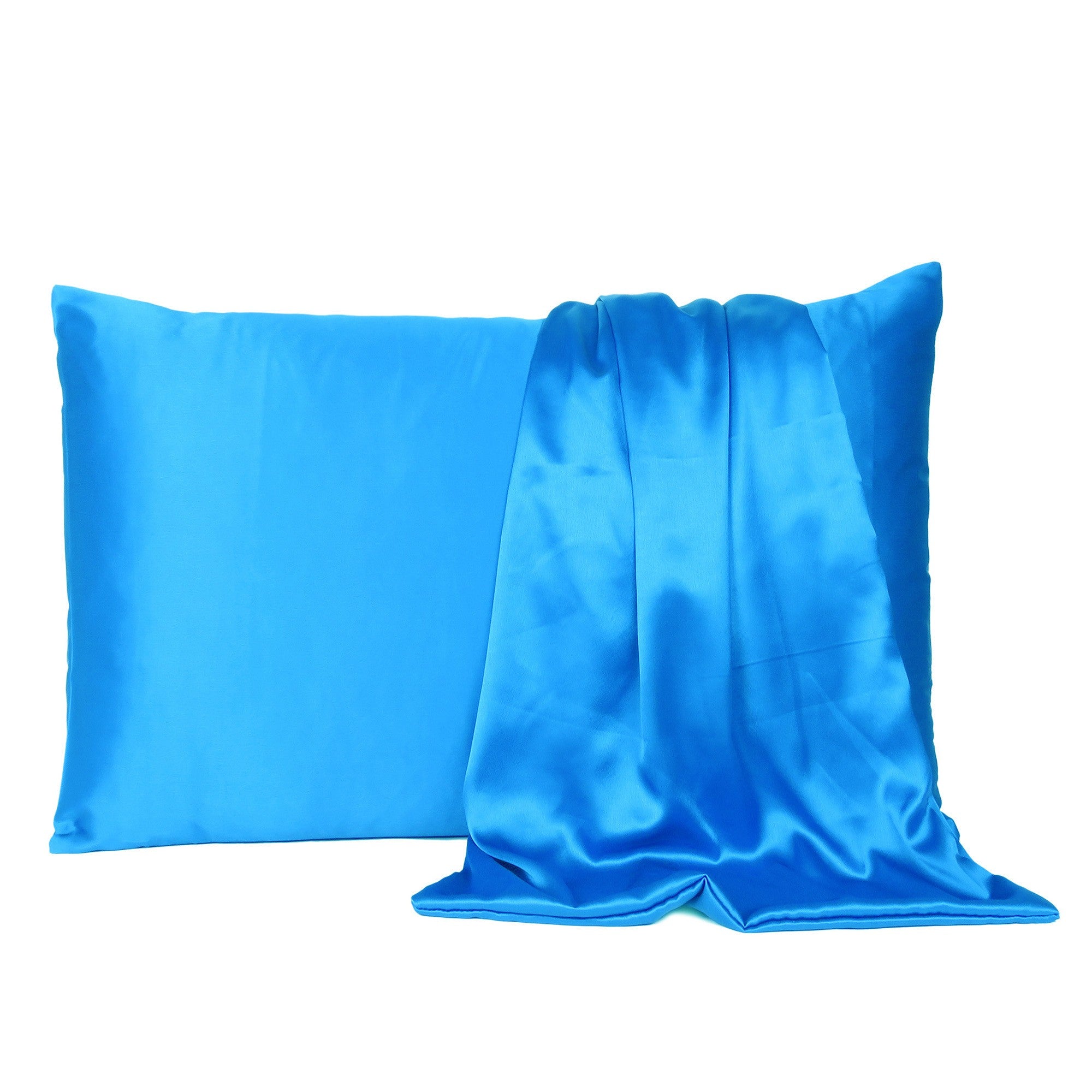 Blue Dreamy Set Of 2 Silky Satin King Pillowcases