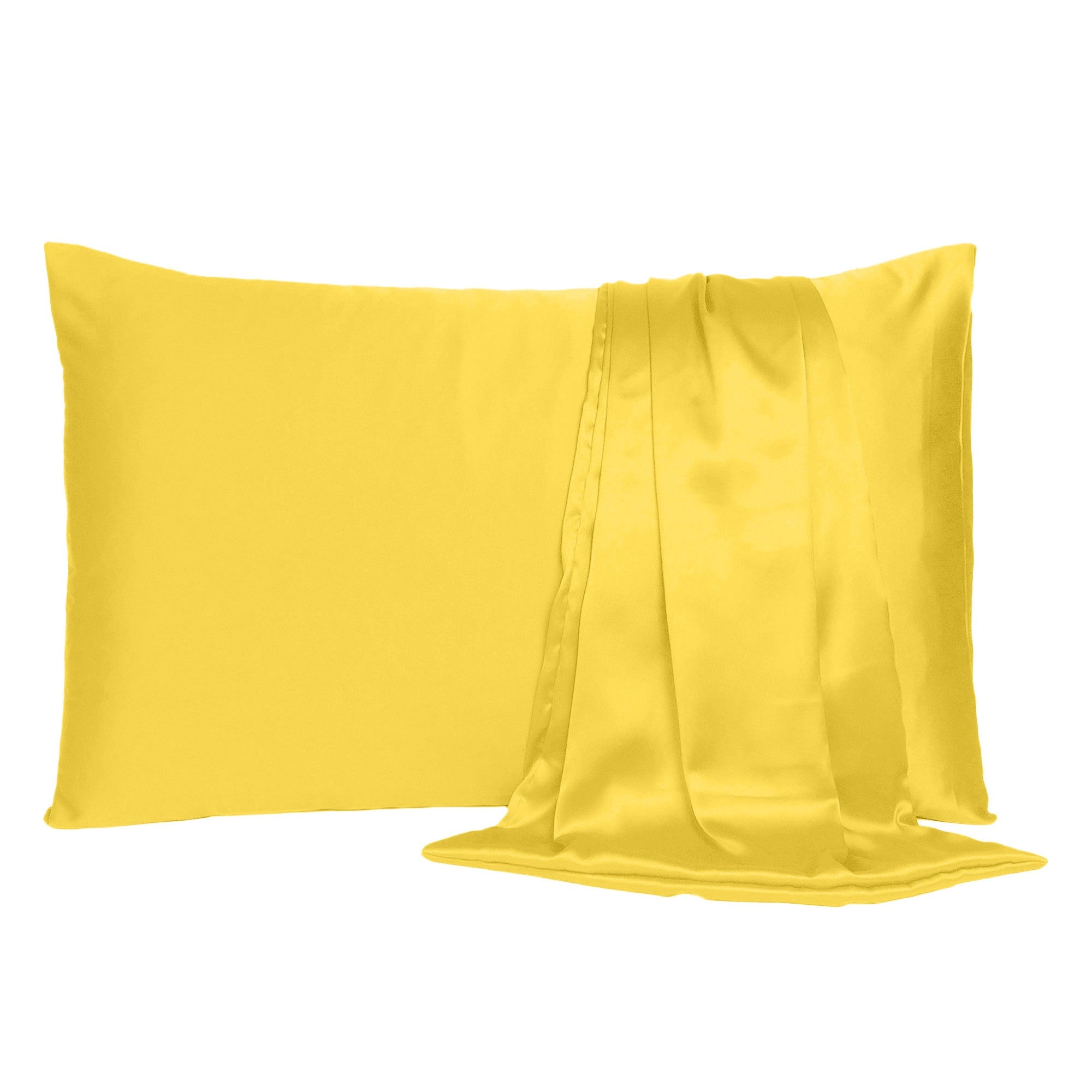 Lemon Dreamy Set Of 2 Silky Satin Queen Pillowcases