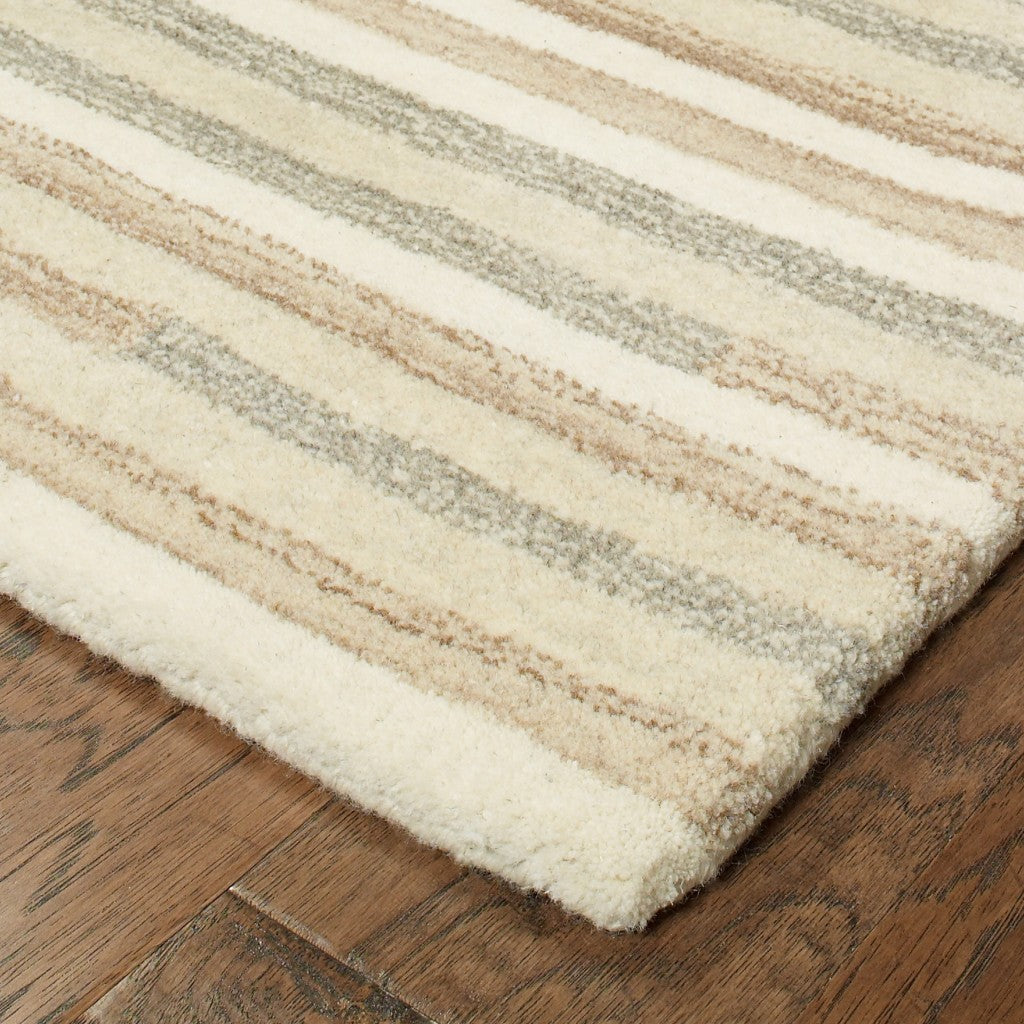 3’ X 8’ Beige And Gray Eclectic Linesrunner Rug