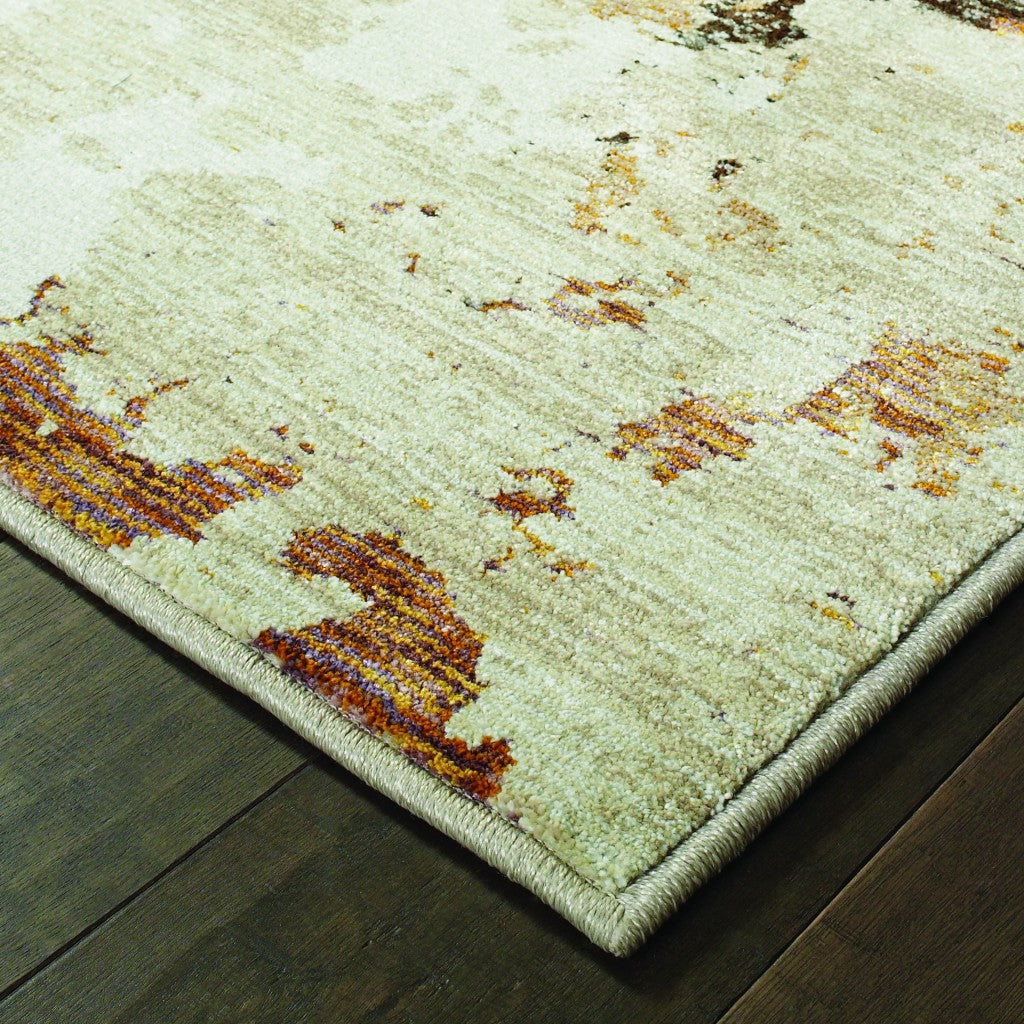 3’ X 5’ Abstract Weathered Beige And Gray Indoor Area Rug