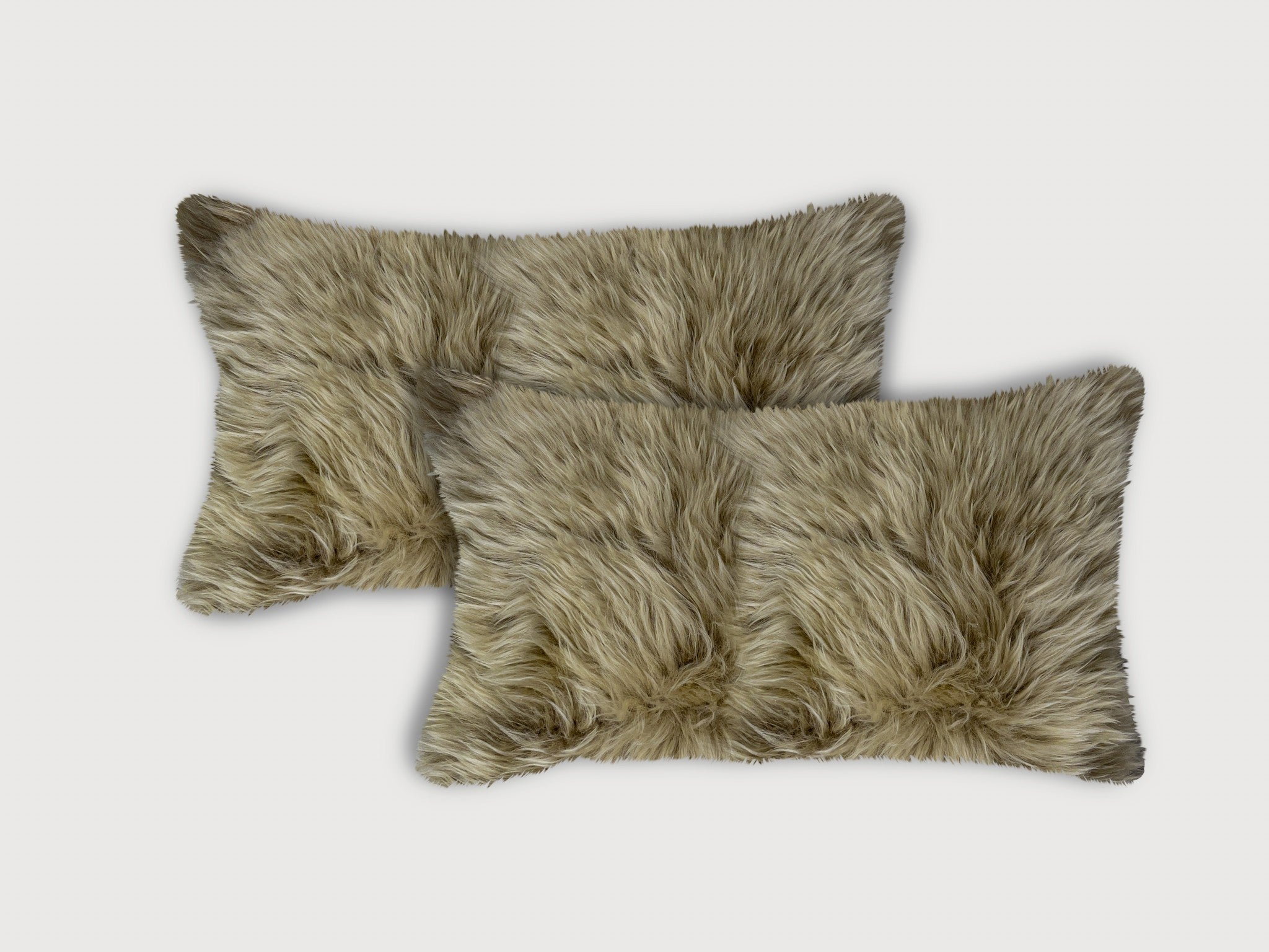 Set of Two 12" X 20" Taupe Cowhide Throw Pillow