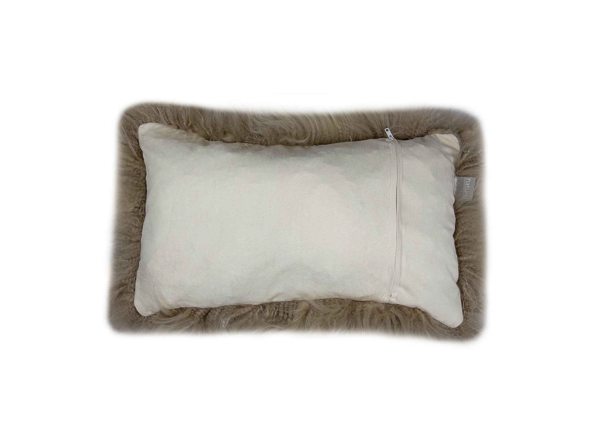 Set Of Two  Taupe Natural Sheepskin Lumbar Pillows