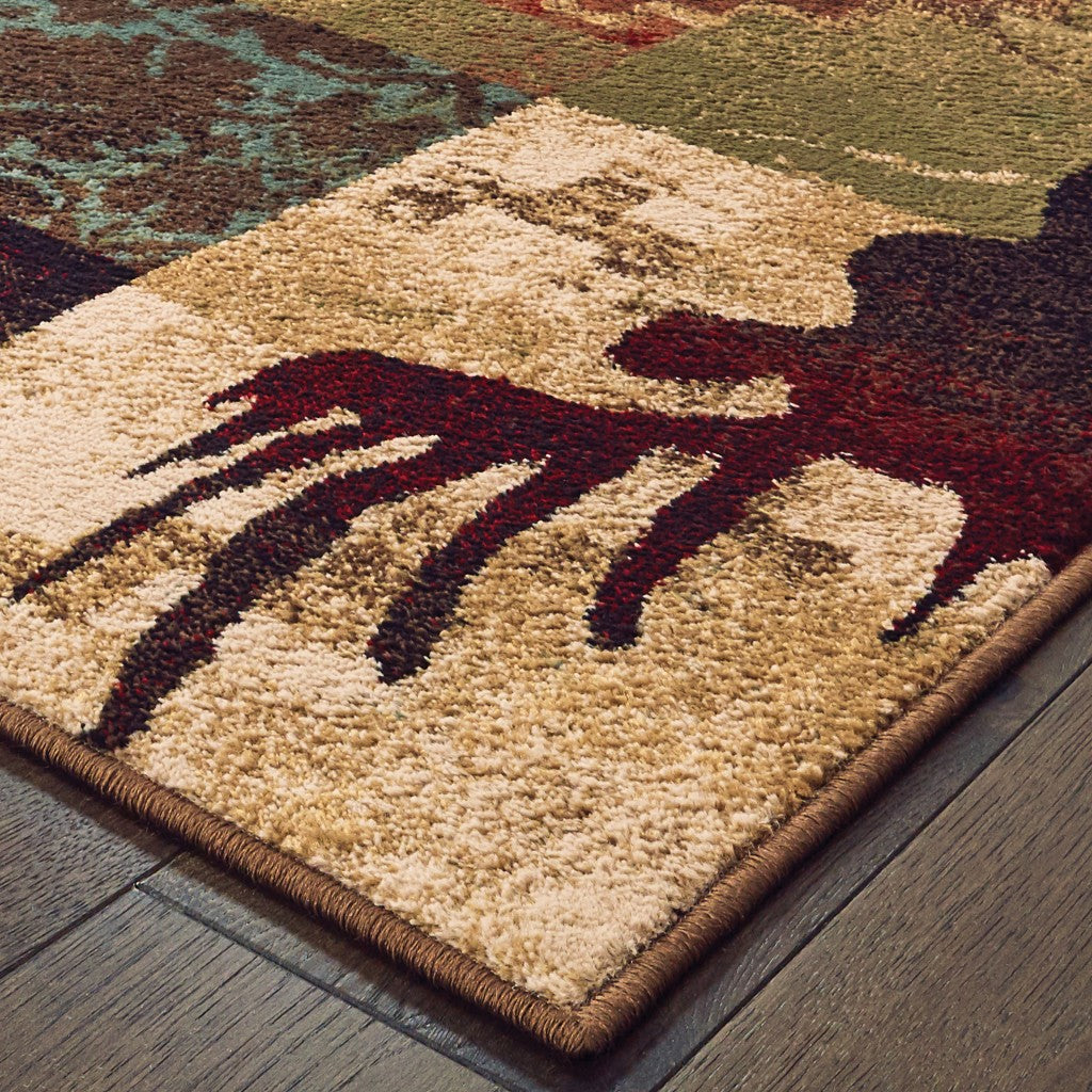 4’X6’ Rustic Brown Animal Lodge Area Rug