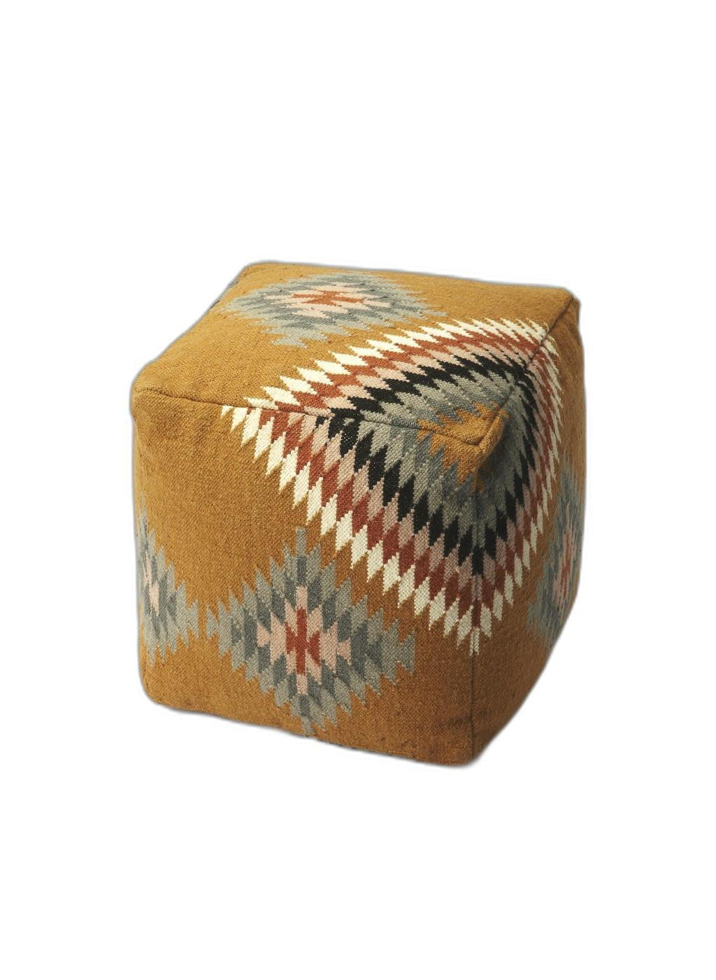 18" Brown Linen Pouf Ottoman