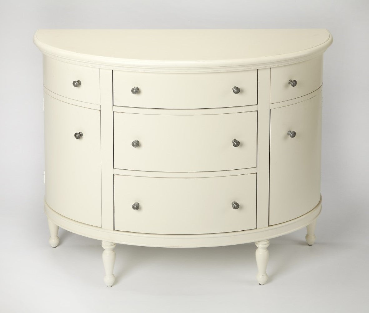 White Demilune Console Chest