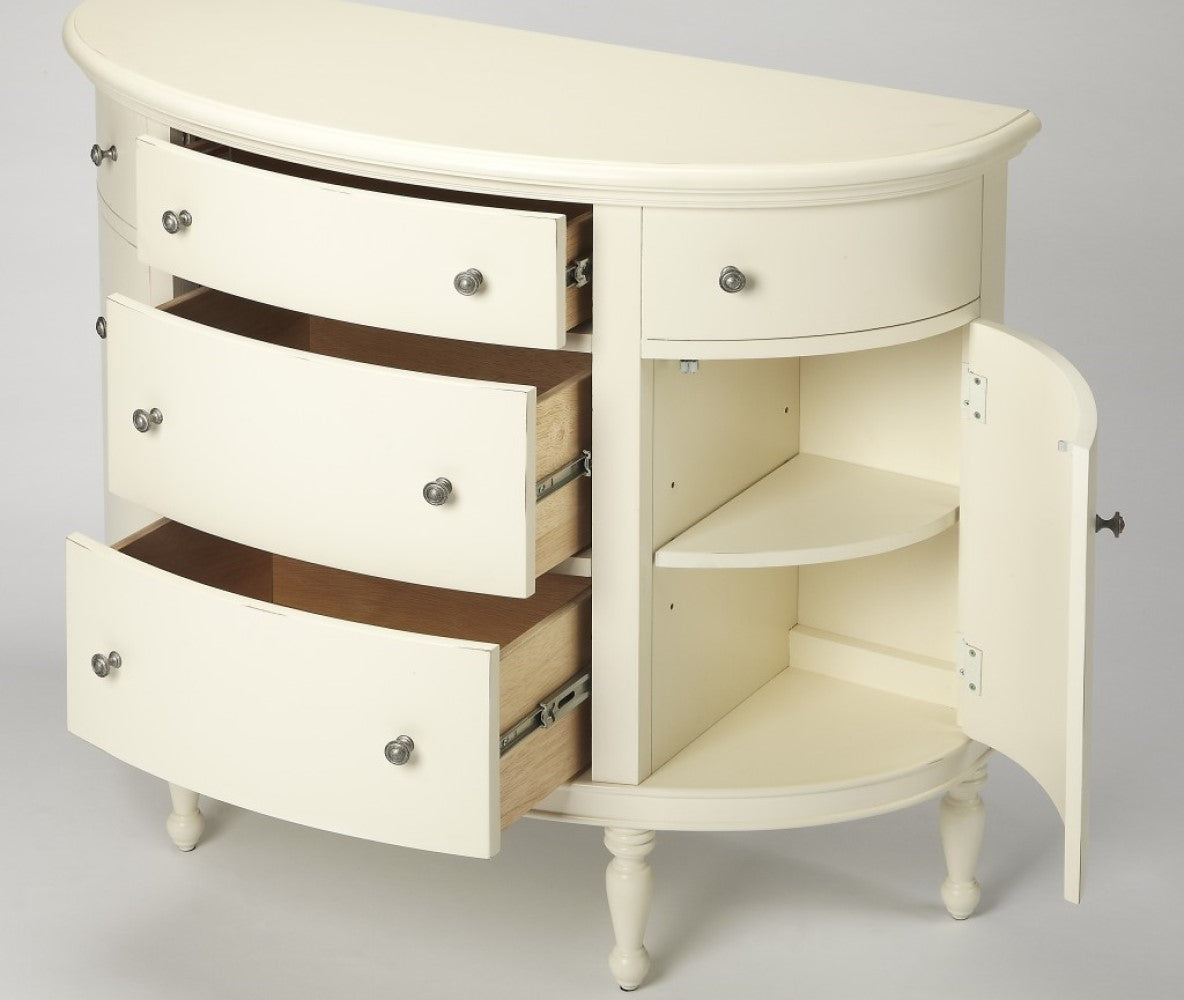 White Demilune Console Chest