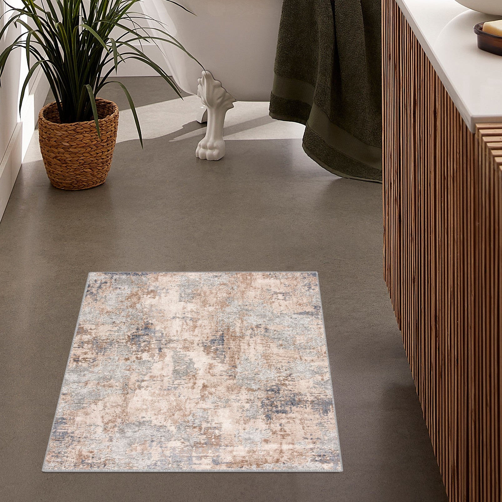 4’ X 6’ Beige And Ivory Abstract Area Rug