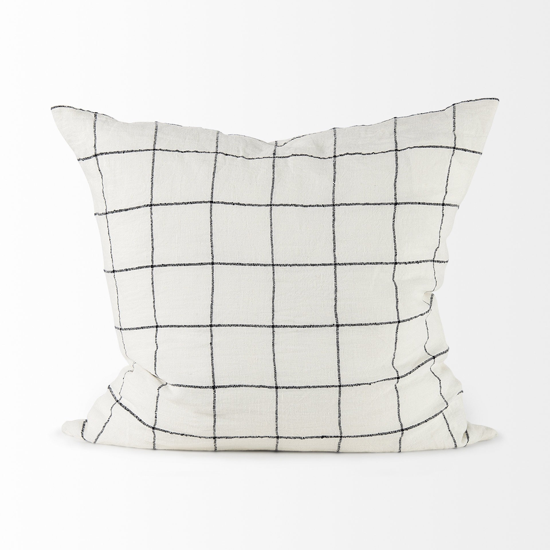 White And Black Grid Square Accent Pillow Cover