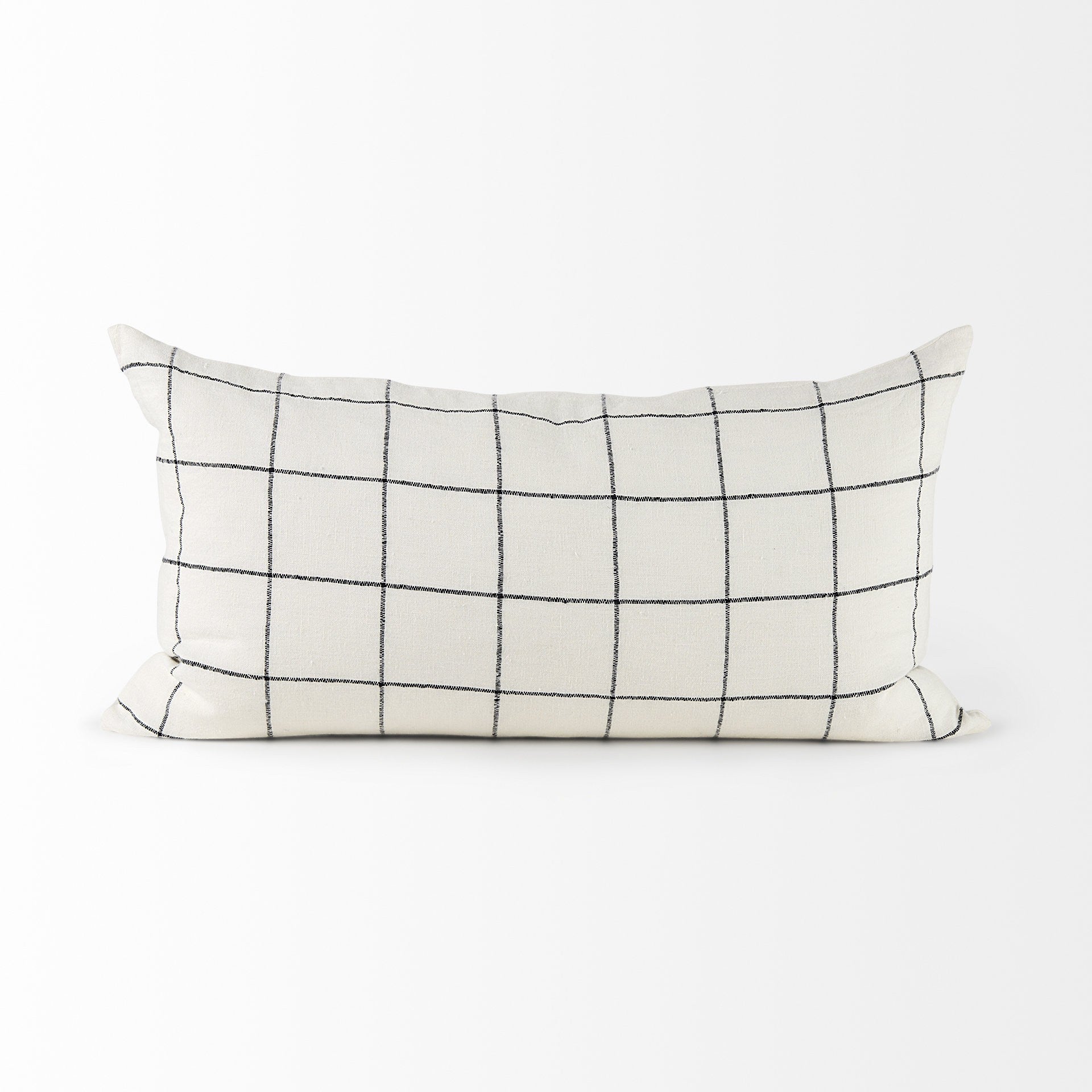 White And Black Grid Lumbar Accent Pillow Cover