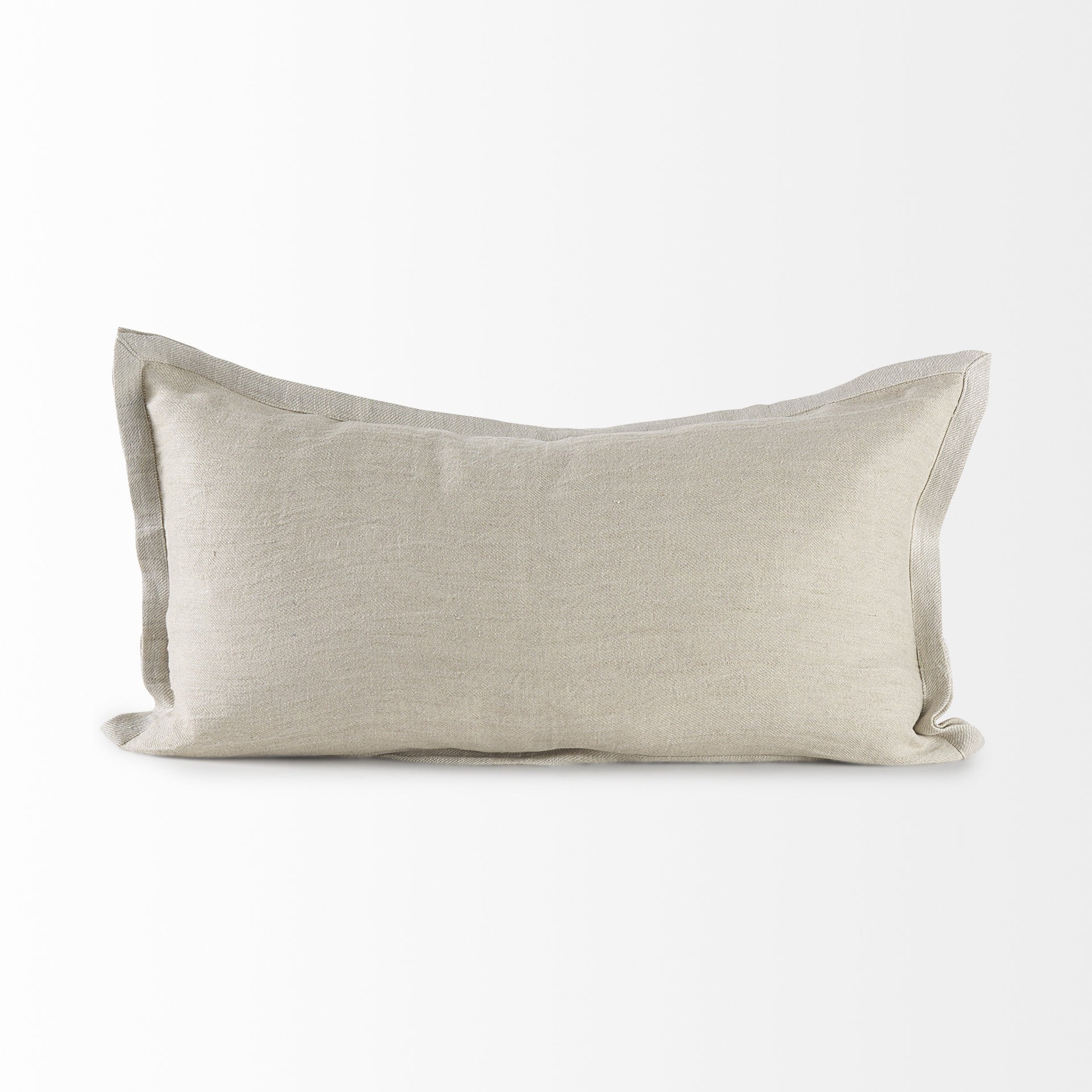 Cream Bordered Lumbar Pillow Cover