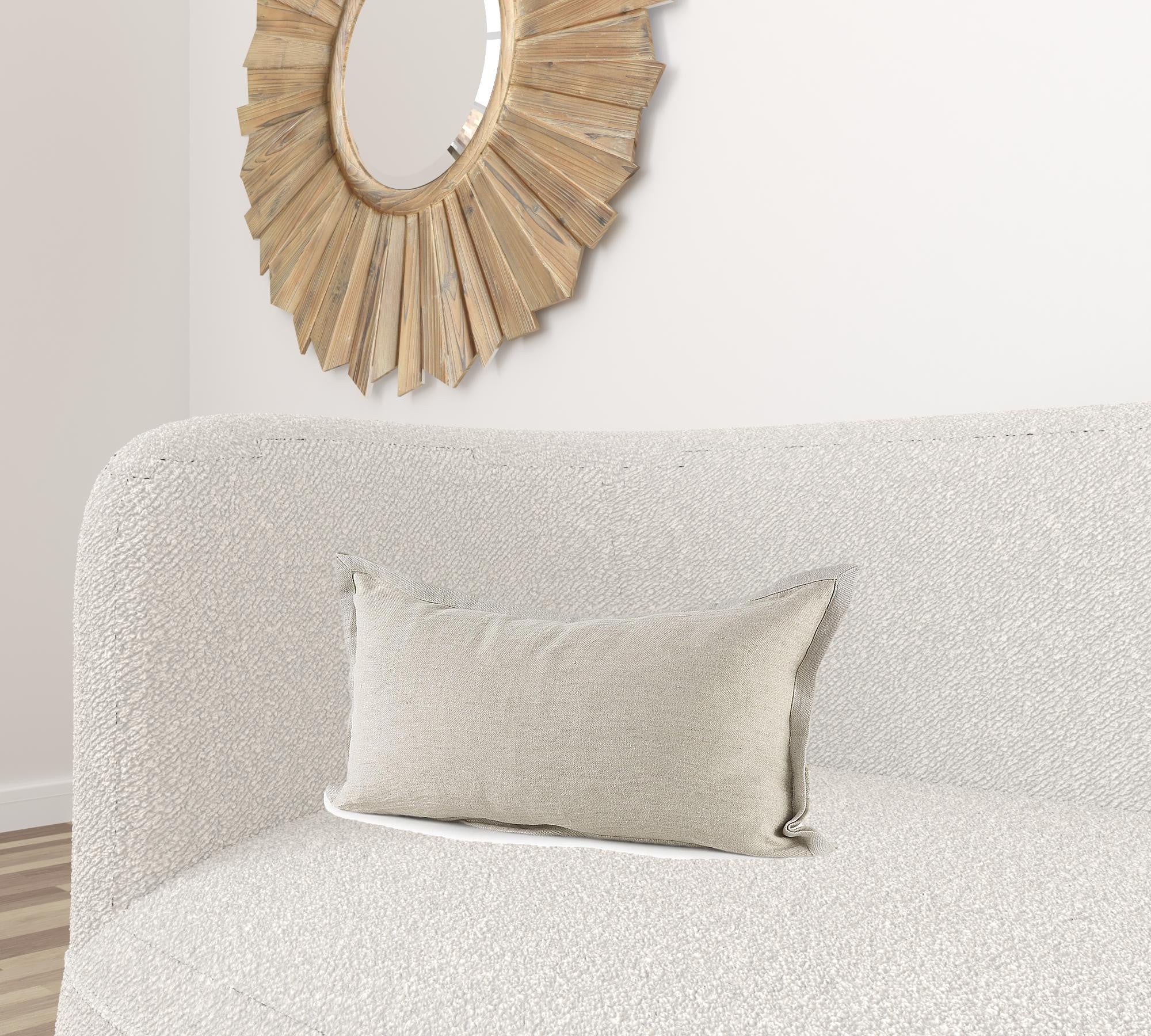 Cream Bordered Lumbar Pillow Cover