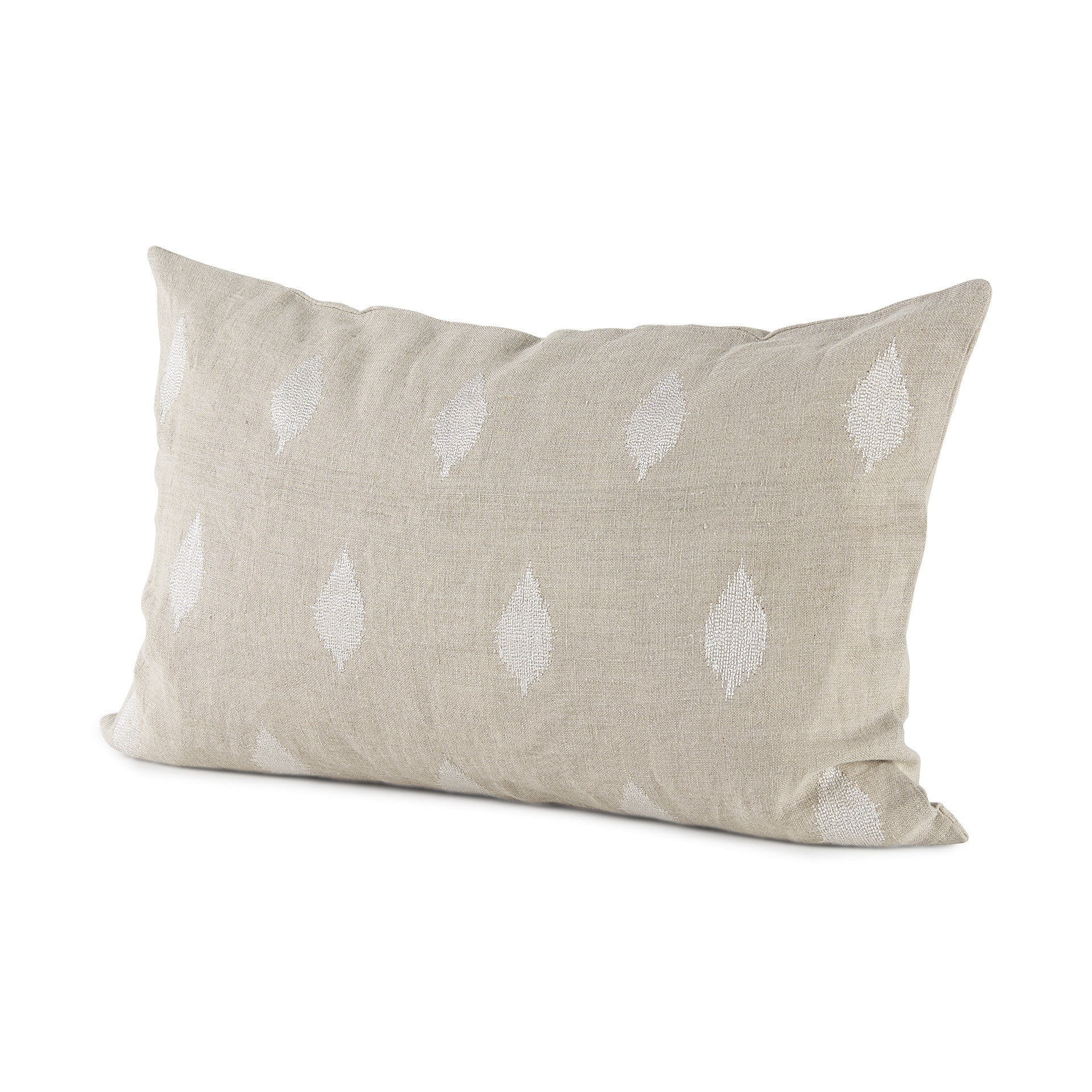 Beige And White Patterned Lumbar Pillow Cover