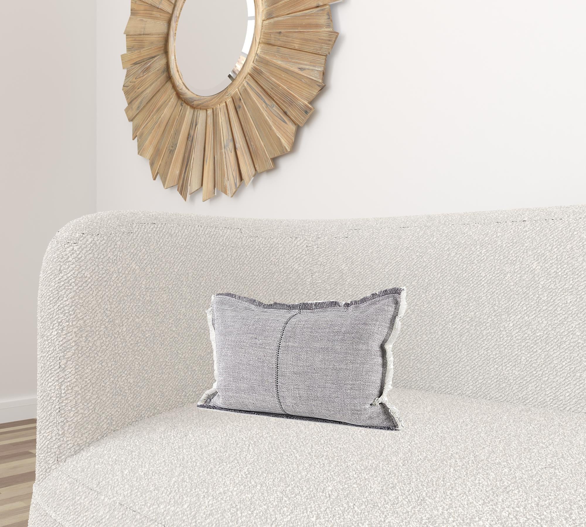 Light Gray Fringed Lumbar Throw Pillow Cover