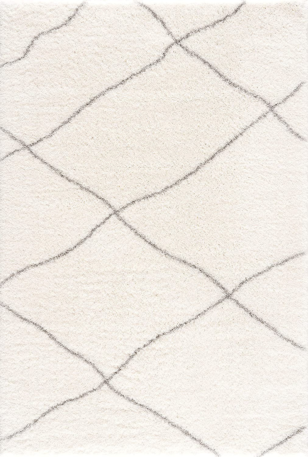 7’ X 9’ Ivory Modern Uneven Lattice Area Rug