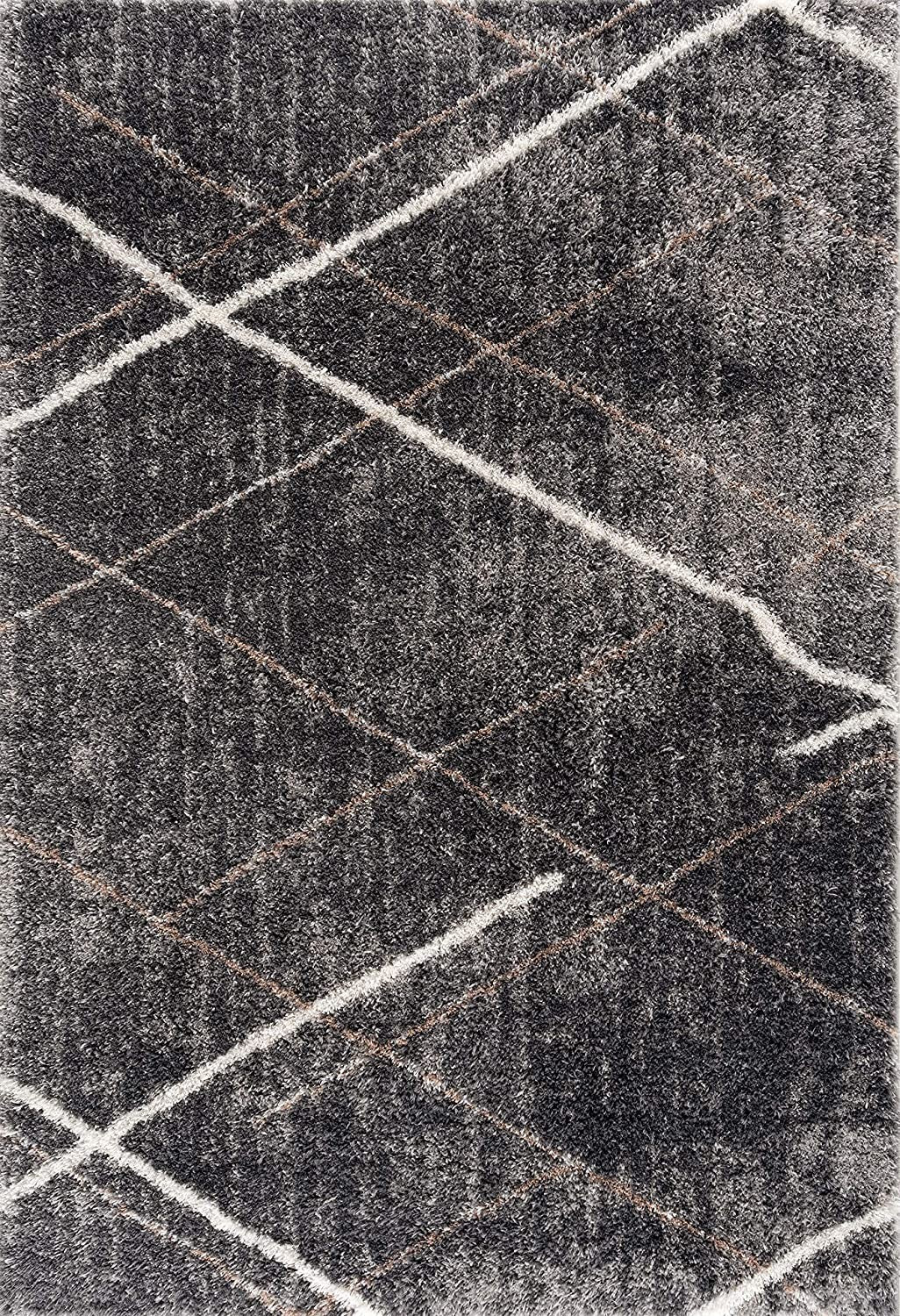 5’ X 8’ Gray Modern Distressed Lines Area Rug