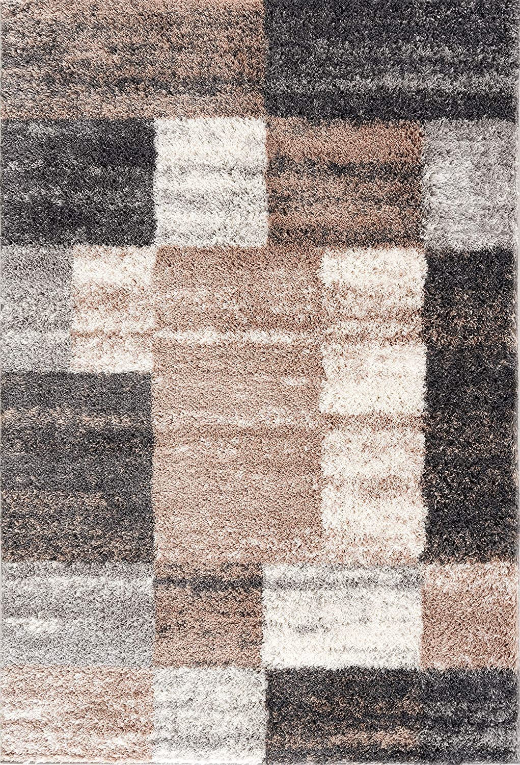 4’ X 6’ Beige Modern Blocks Area Rug