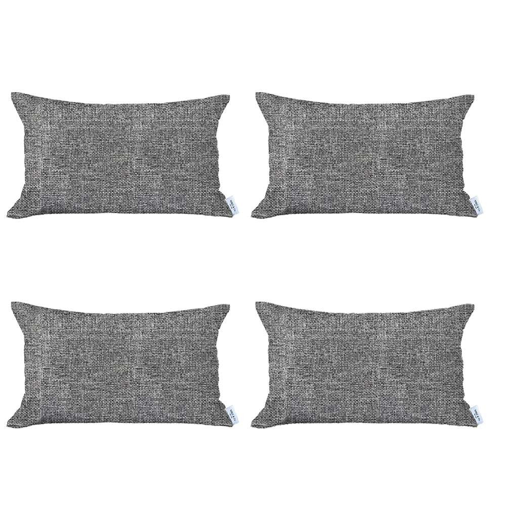 Set Of 4 Ivory Jacquard Lumbar Pillow Covers