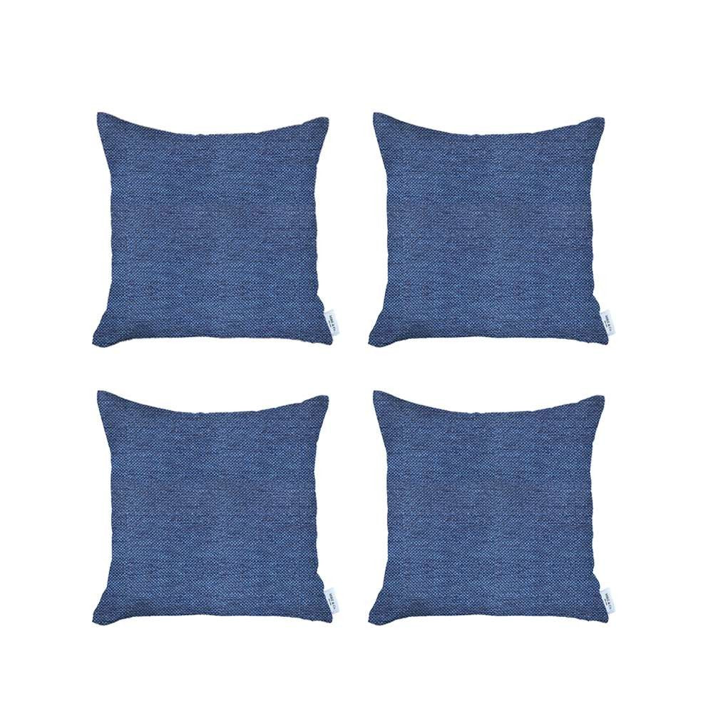 Set Of 4 Blue Textured Pillow Covers