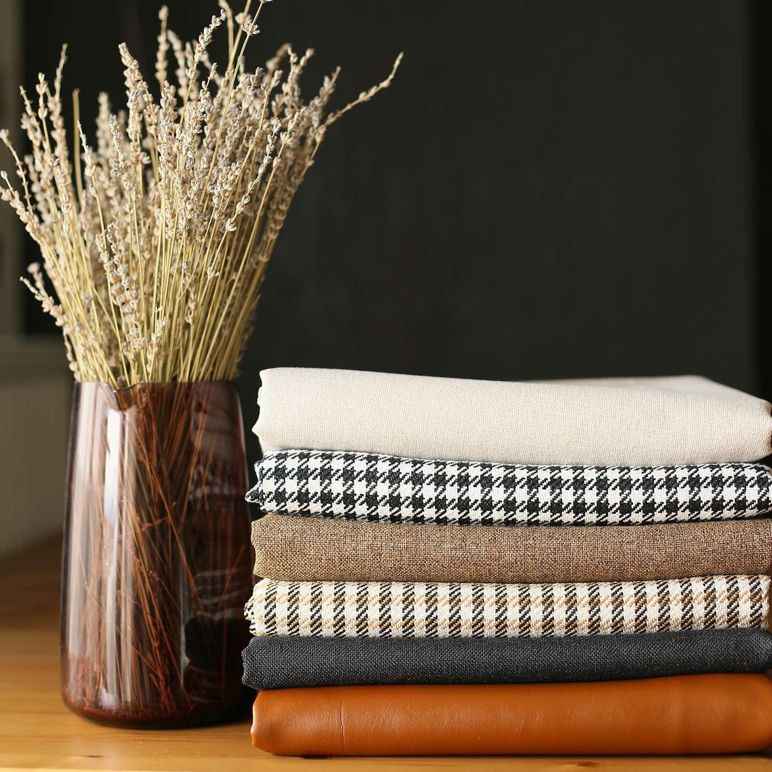 Set Of 4 Brown Houndstooth Lumbar Pillow Covers