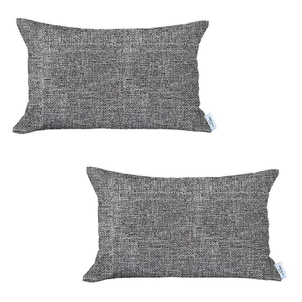 Set Of 2 Ivory Solid Lumbar Pillow Covers