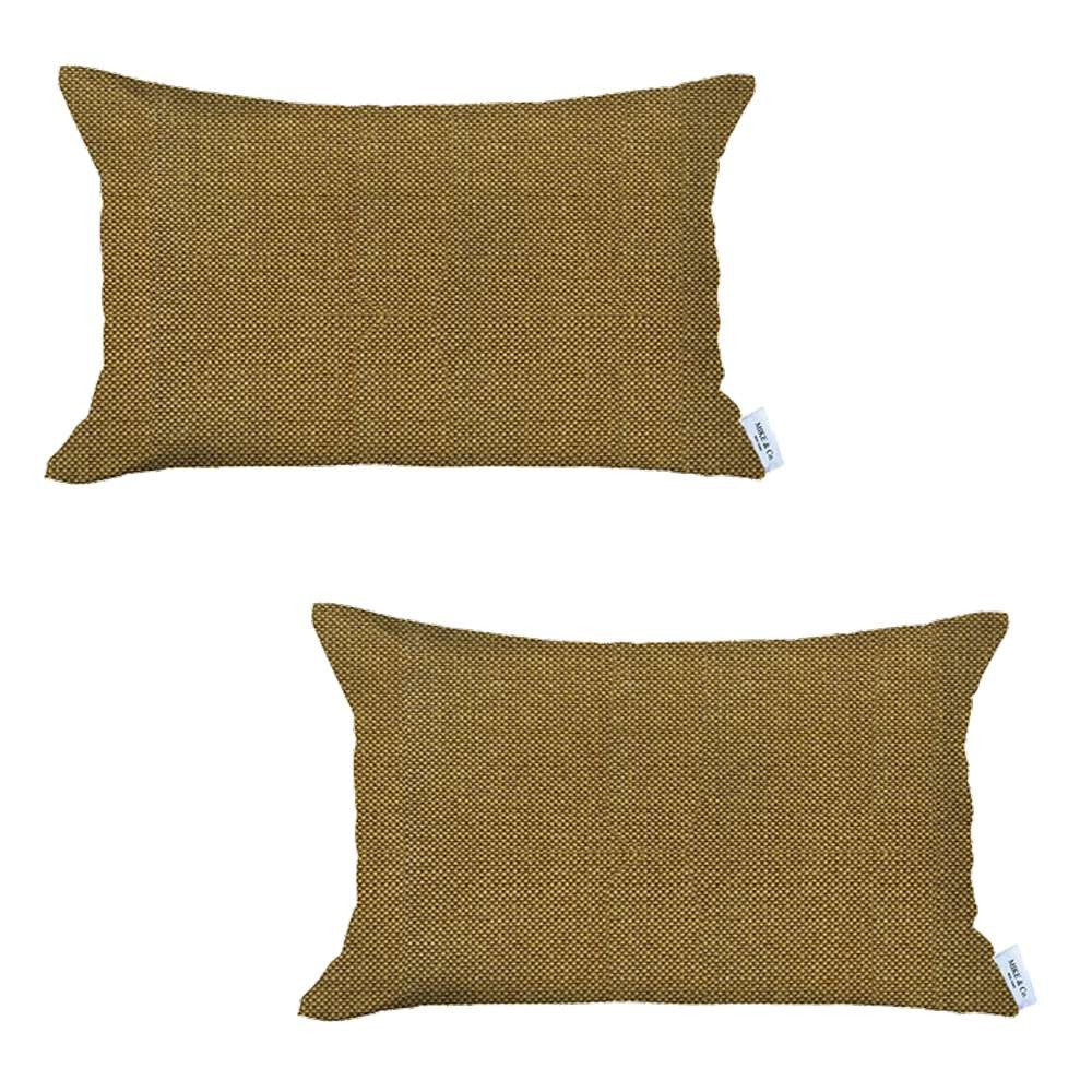 Set Of 2 Yellow Solid Lumbar Pillow Covers