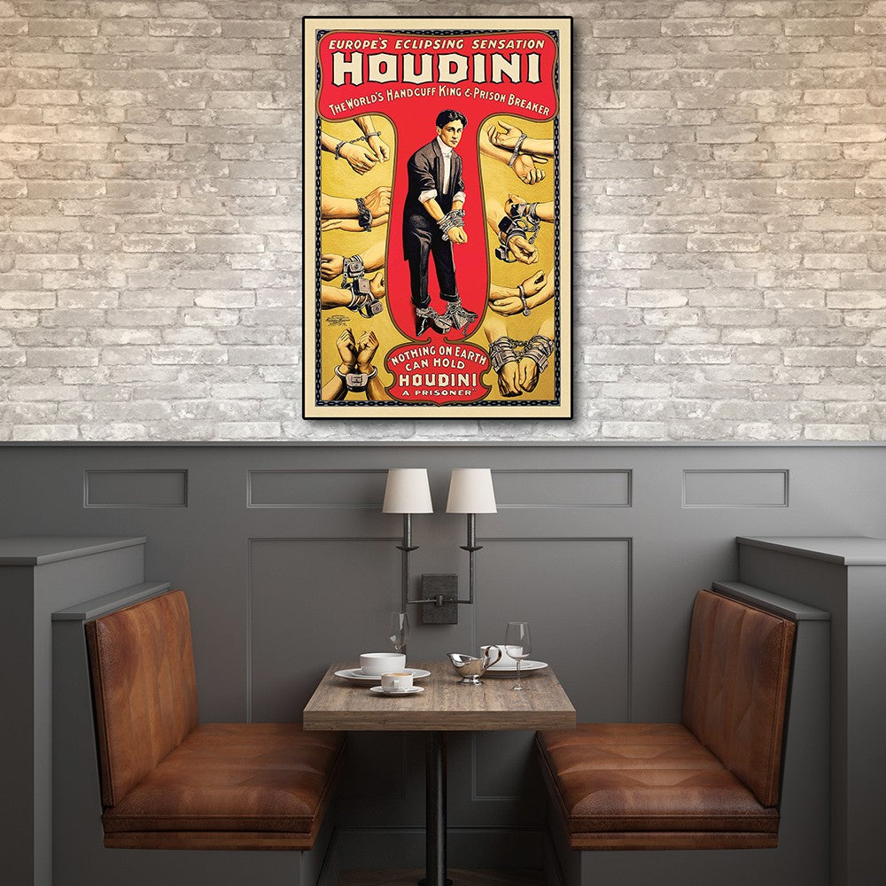 16" X 24" Houdini Handcuff King Vintage Magic Poster Wall Art