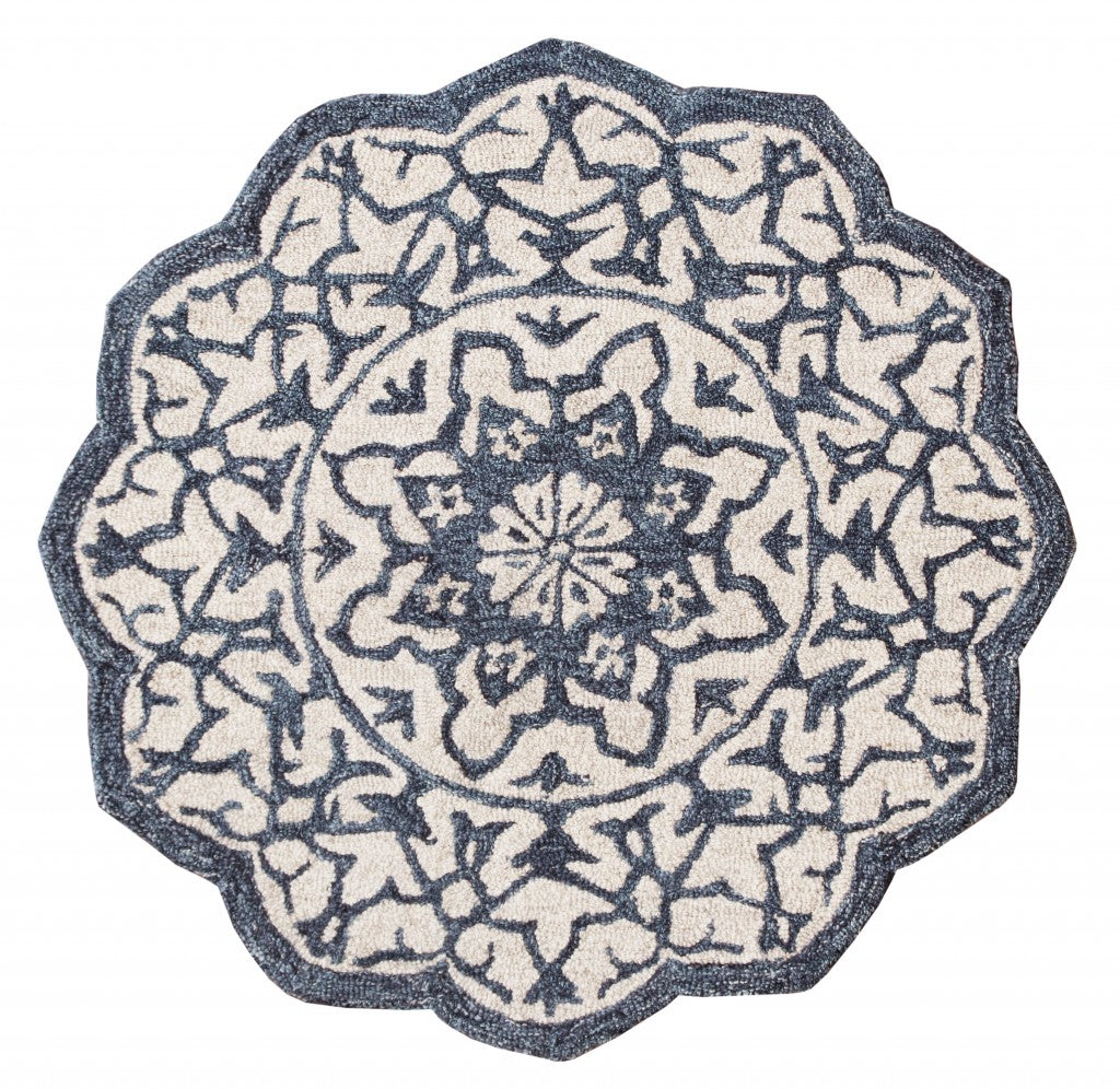 2’ X 4’ Navy And White Decorative Hearth Rug