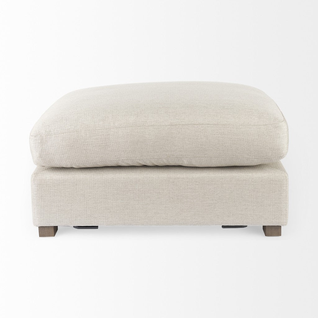 26" Beige Polyester And Brown Cocktail Ottoman