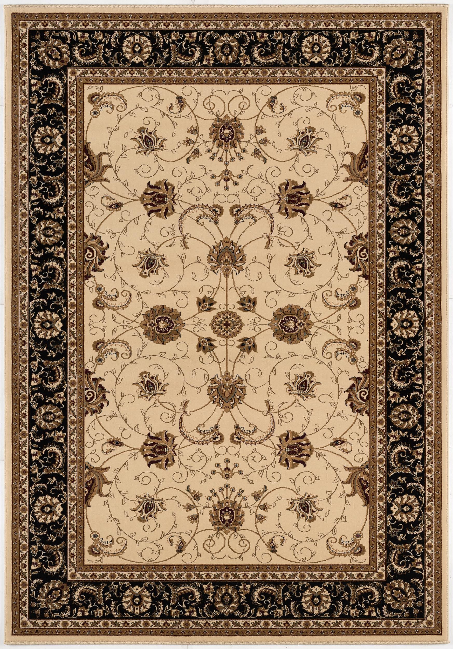 7’ x 9’ Cream and Black Decorative Area Rug