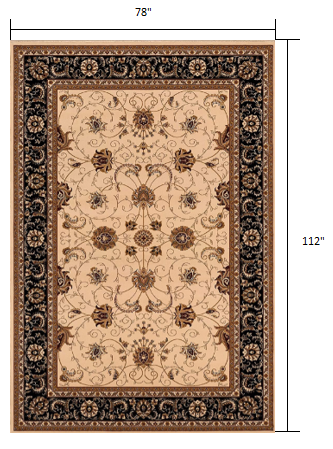 7’ x 9’ Cream and Black Decorative Area Rug