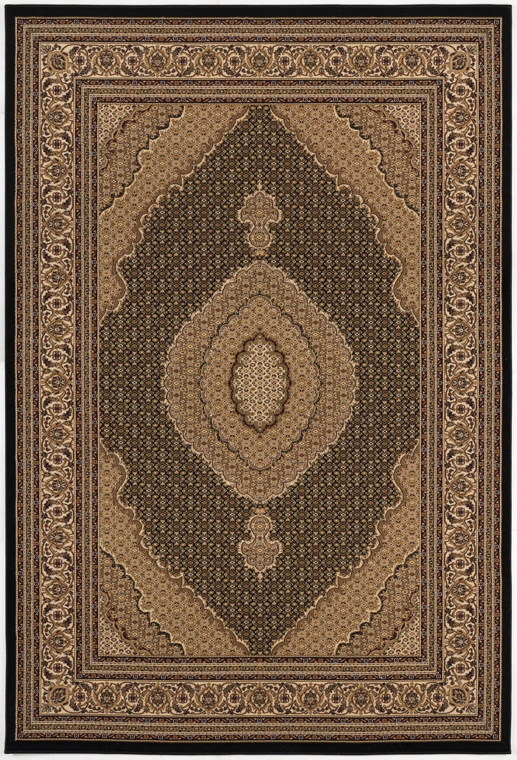 5’ x 8’ Black and Beige Medallion Area Rug