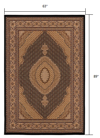 5’ x 8’ Black and Beige Medallion Area Rug