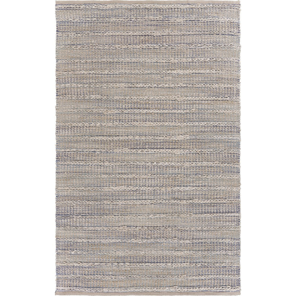 5’ x 8’ Blue and Cream Braided Jute Area Rug