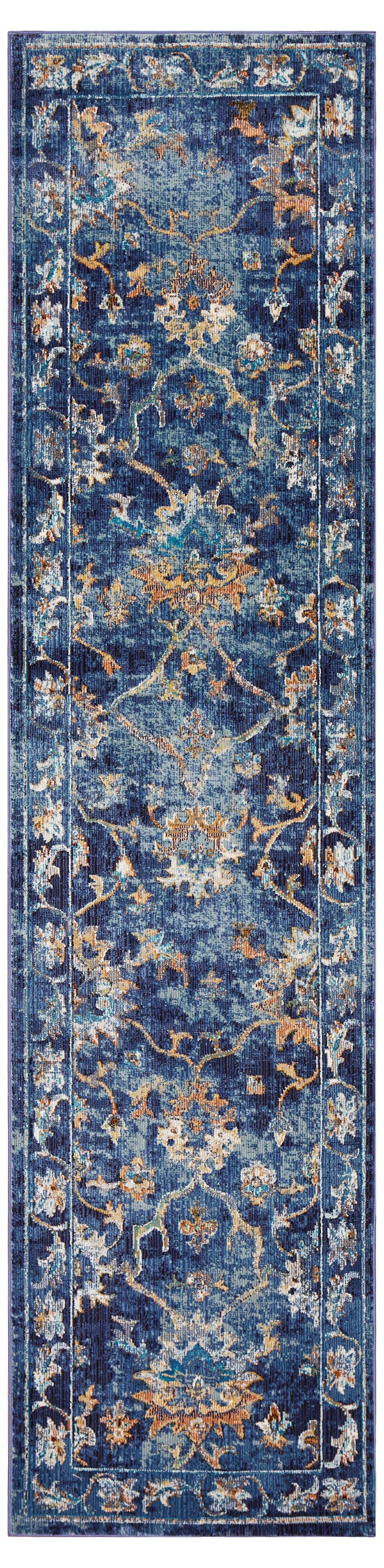 9' X 12' Blue And Ivory Dhurrie Area Rug