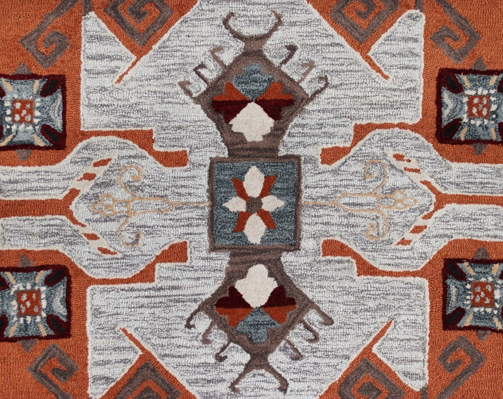 4’ Round Terracotta Tribal Area Rug