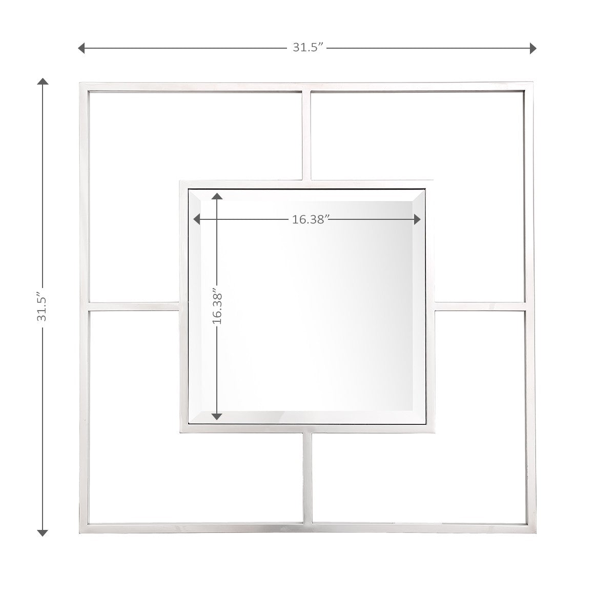 32" Silver Square Metal Framed Accent Mirror