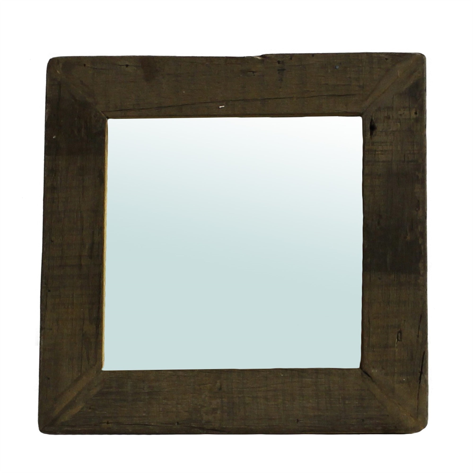 Petite Dark Brown Reclaimed Wood Wall Mirror