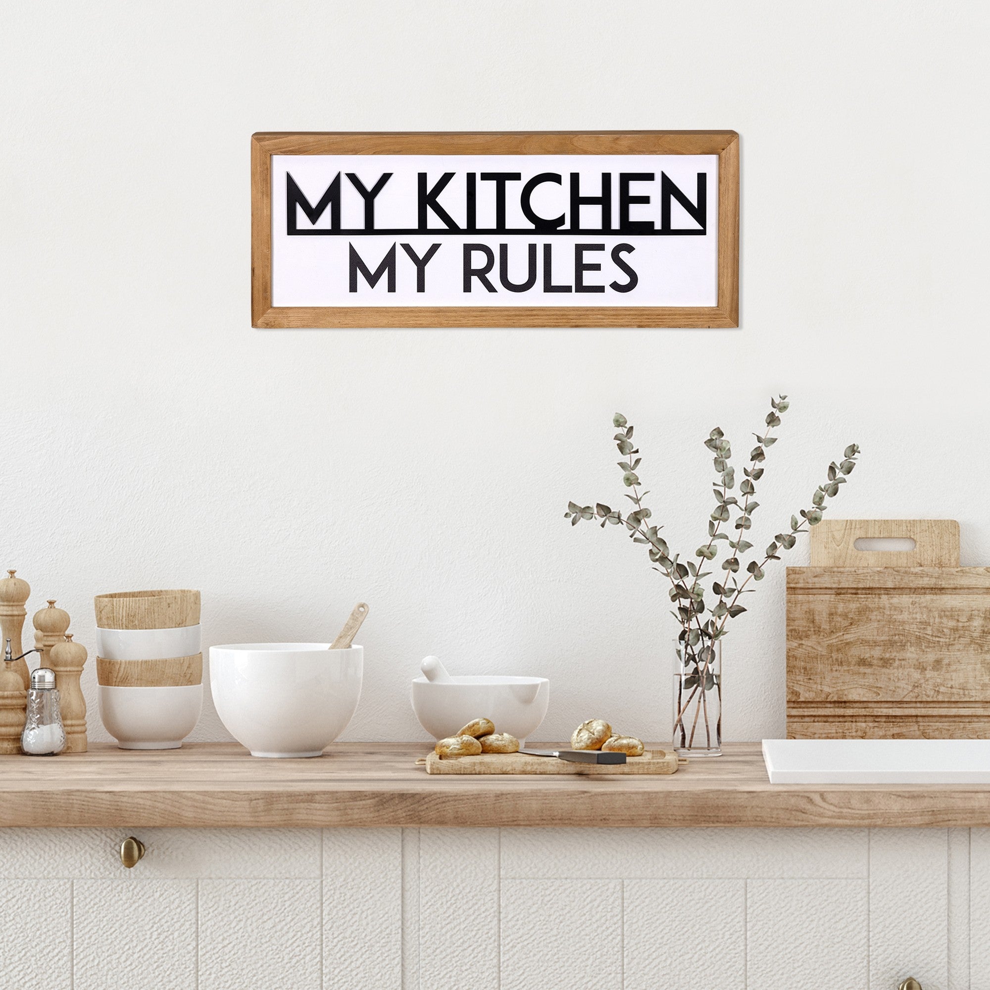 My Kitchen My Rules Metal and Wood Wall Art