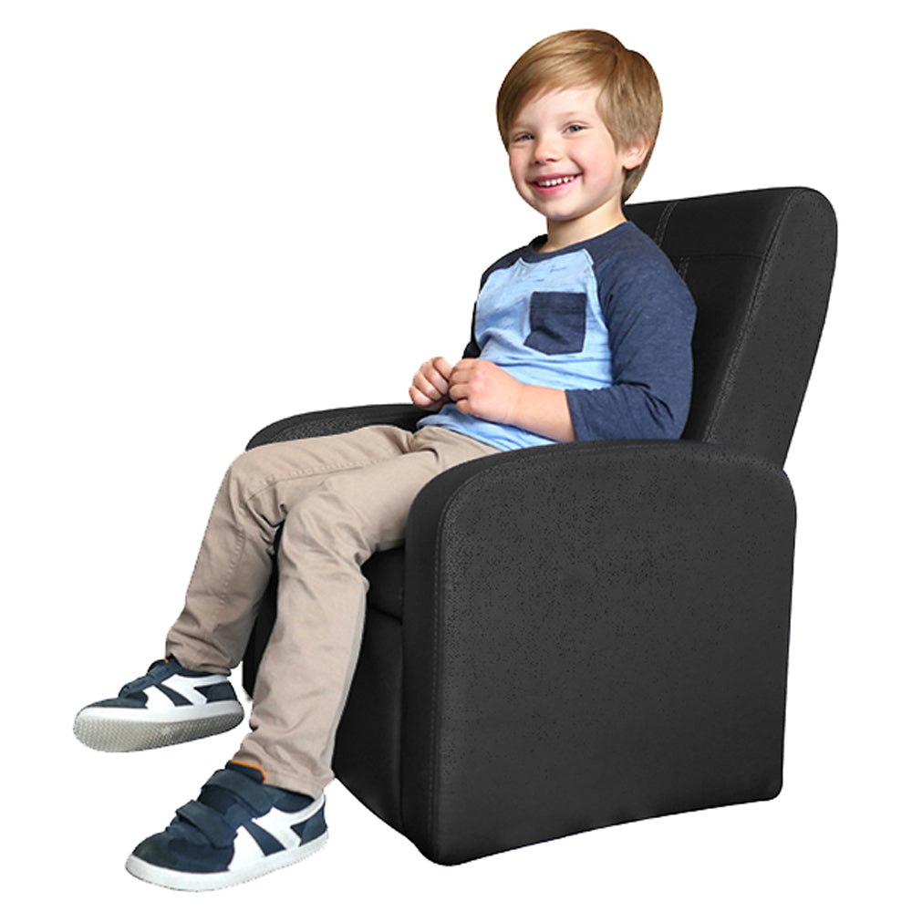 Kids Black Comfy Upholstered Recliner Chair with Storage