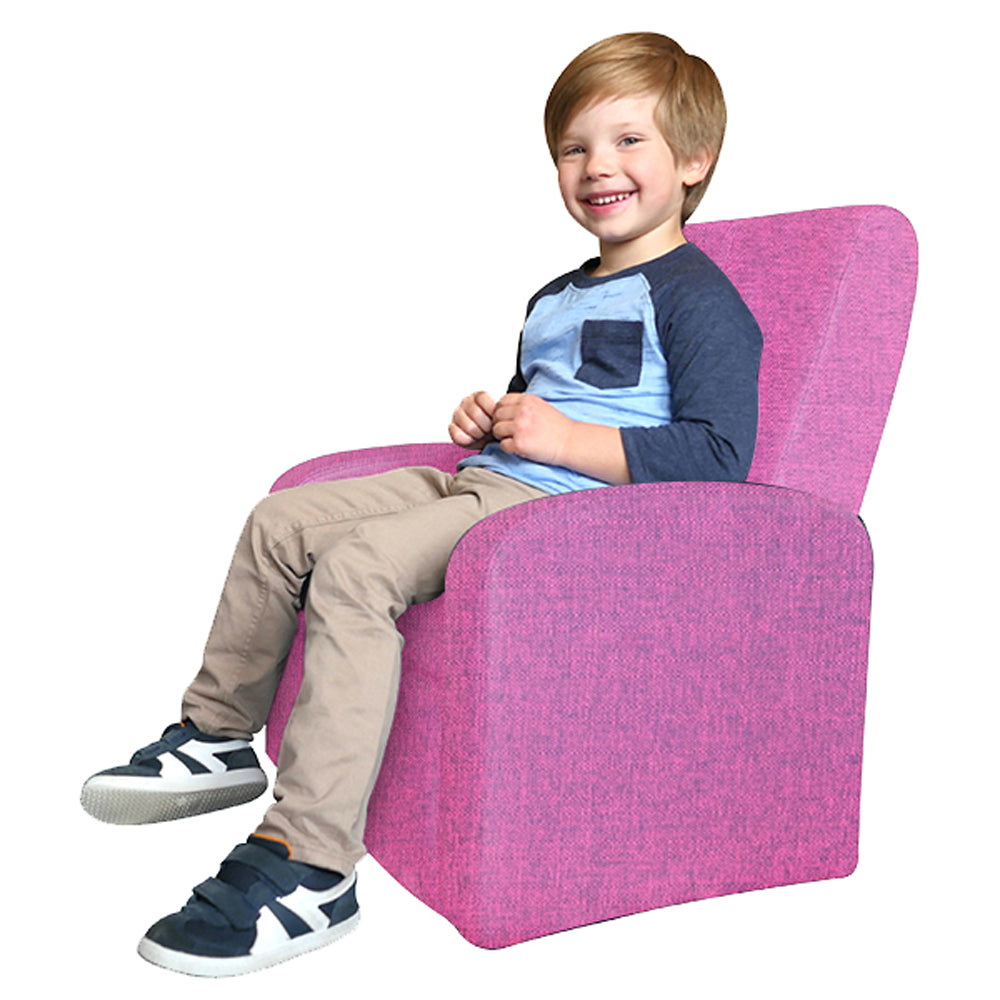 Kids Pink Comfy Upholstered Recliner Chair with Storage