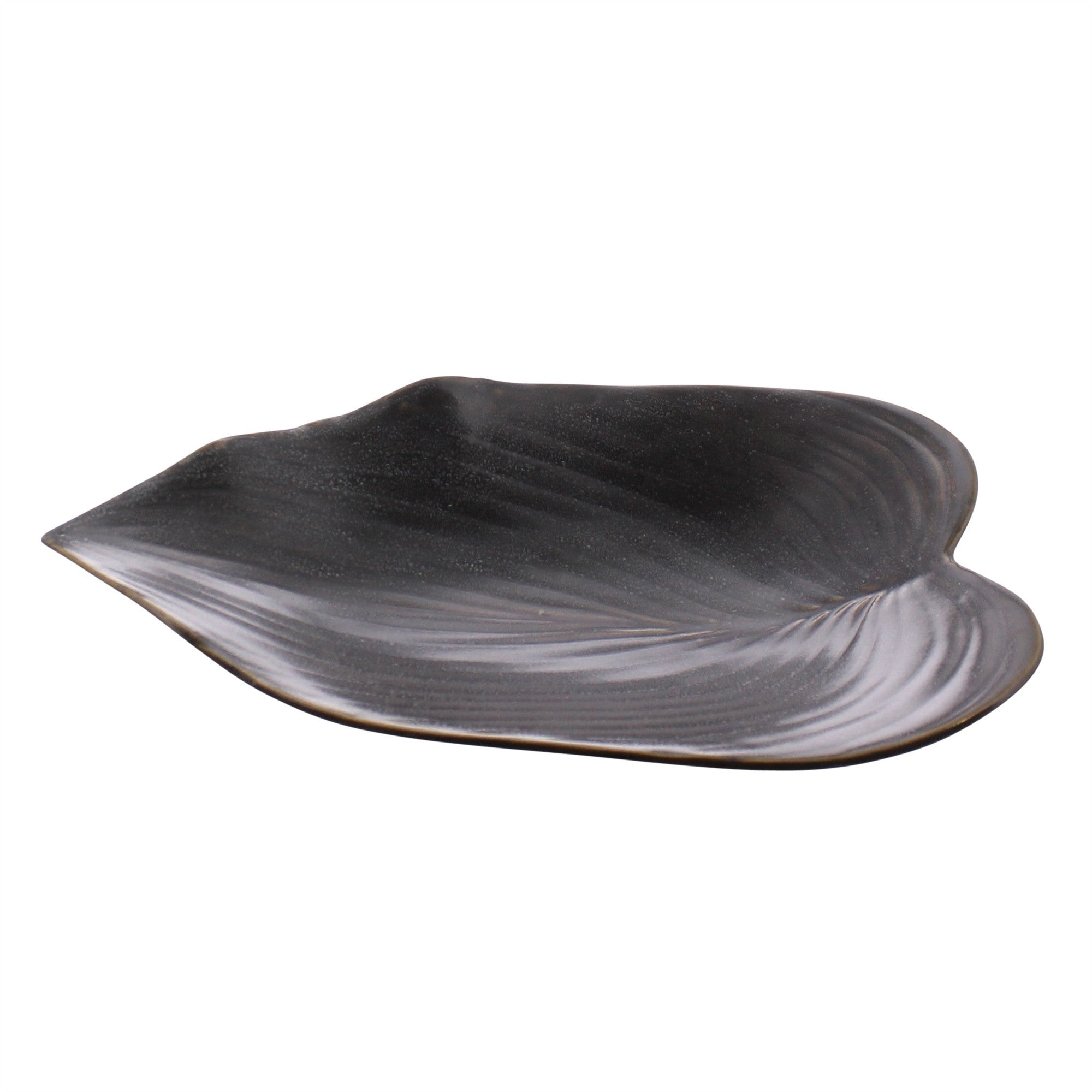 Black Begonia Leaf Ceramic Serving Tray