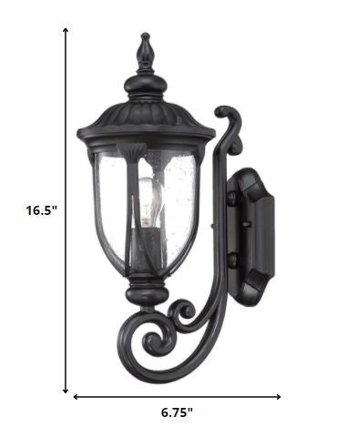 Matte Black Cast Aluminum Glass Lantern Wall Light