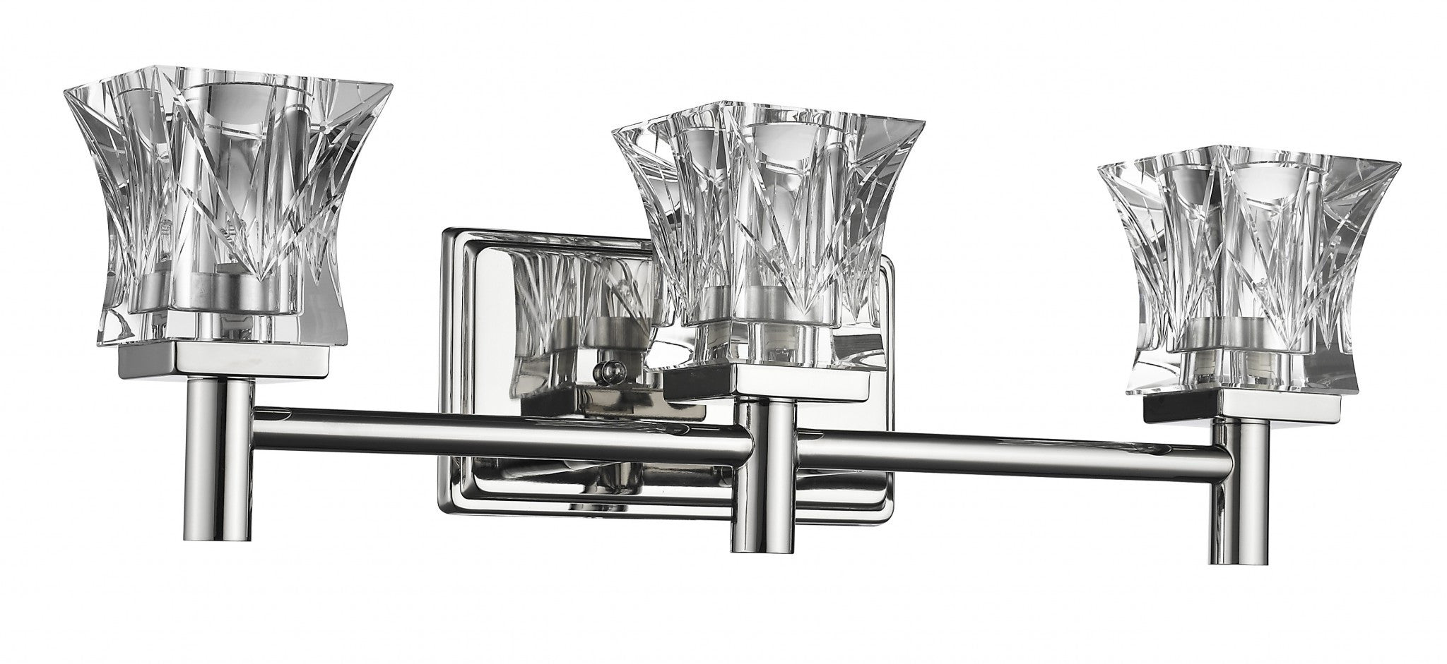 Arabella 3-Light Polished Nickel Sconce With Pressed Crystal Shades