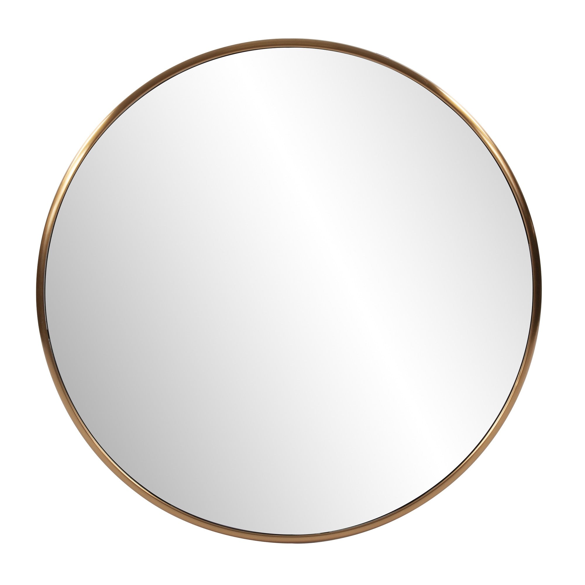 32" Antiqued Brushed Brass Round Wall Mirror