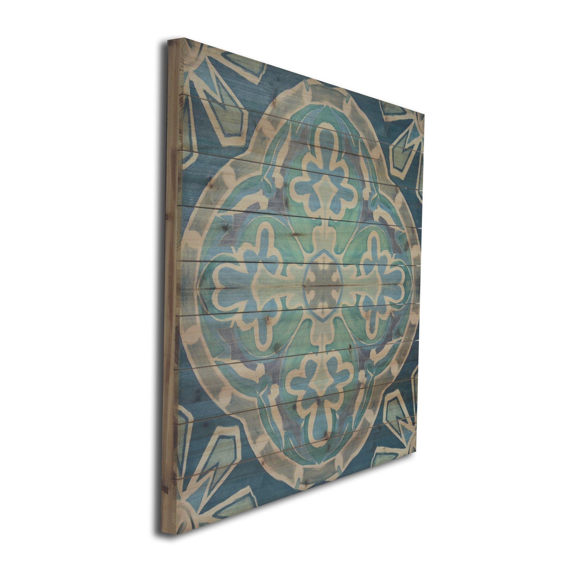 Blue And Aqua Medallion Unframed Graphic Wall Art