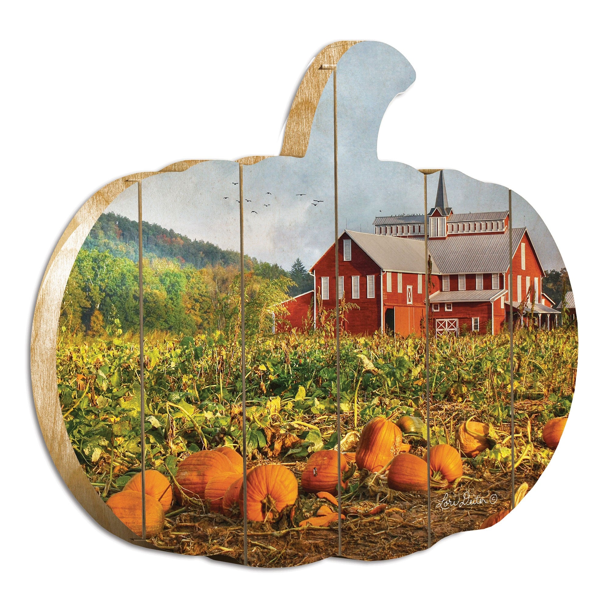 Red Barn Pumpkin Patch Unframed Print Wall Art