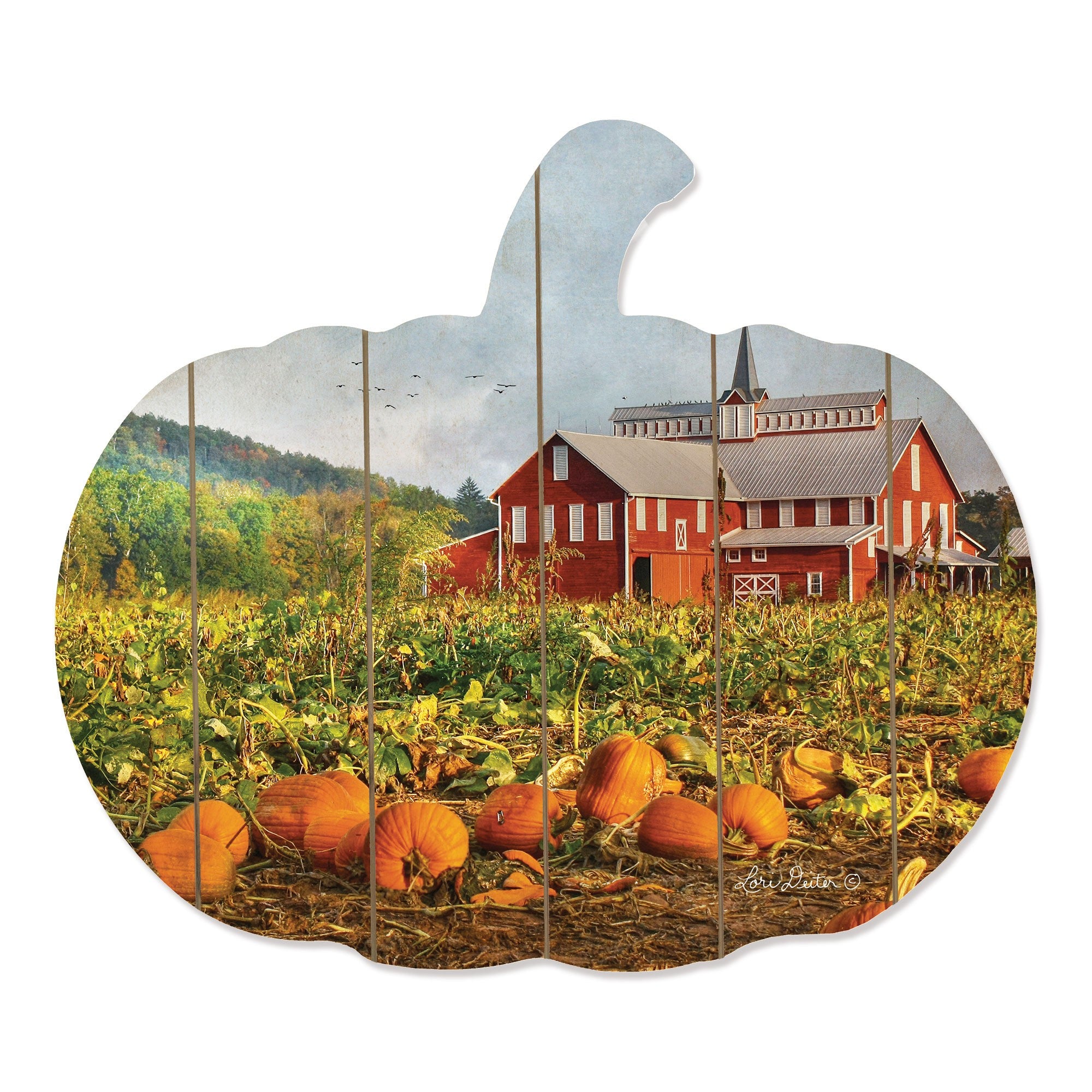 Red Barn Pumpkin Patch Unframed Print Wall Art