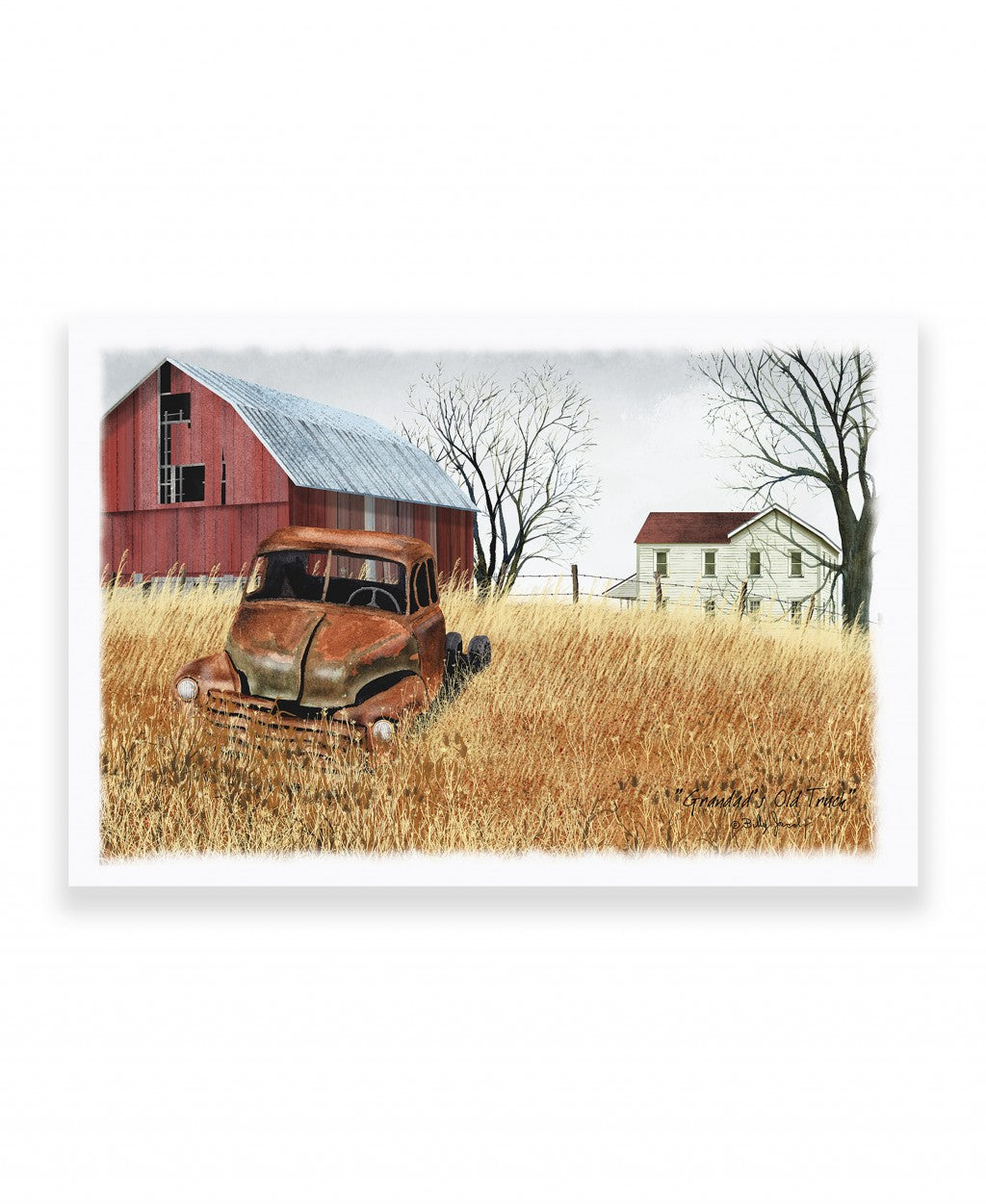 Granddads Old Truck 4 White Wrapped Canvas Print Wall Art