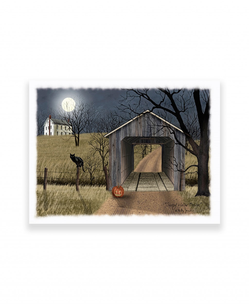 Sleepy Hollow Bridge 3 White Wrapped Canvas Print Wall Art