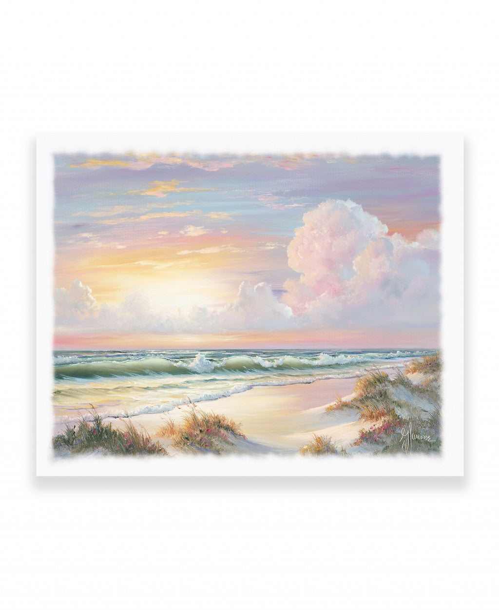 Golden Sunset On Crystal Cove 2 White Wrapped Canvas Print Wall Art